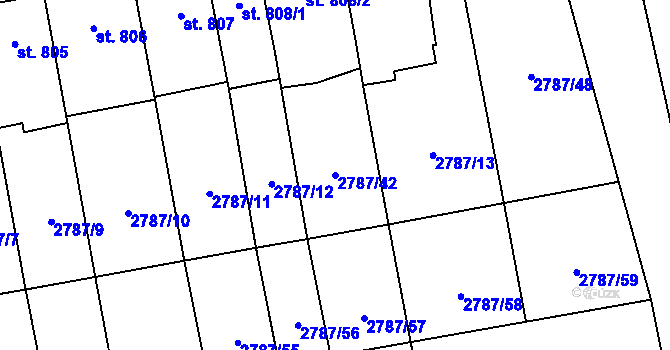 Parcela st. 2787/42 v KÚ Lipník nad Bečvou, Katastrální mapa