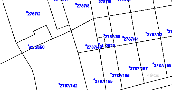 Parcela st. 2787/49 v KÚ Lipník nad Bečvou, Katastrální mapa