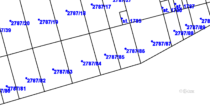 Parcela st. 2787/85 v KÚ Lipník nad Bečvou, Katastrální mapa