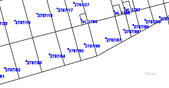 Parcela st. 2787/86 v KÚ Lipník nad Bečvou, Katastrální mapa