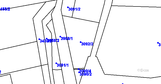 Parcela st. 3092/2 v KÚ Lipník nad Bečvou, Katastrální mapa