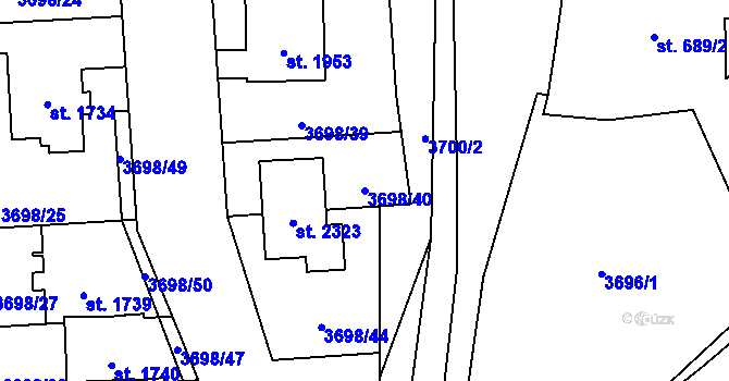 Parcela st. 3698/40 v KÚ Lipník nad Bečvou, Katastrální mapa
