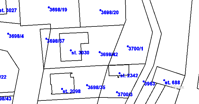 Parcela st. 3698/42 v KÚ Lipník nad Bečvou, Katastrální mapa