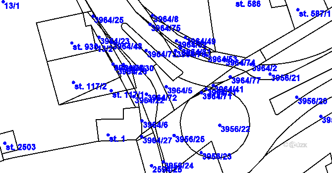 Parcela st. 3964/5 v KÚ Lipník nad Bečvou, Katastrální mapa