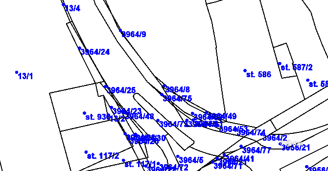 Parcela st. 3964/8 v KÚ Lipník nad Bečvou, Katastrální mapa