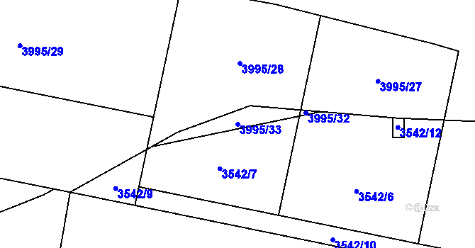 Parcela st. 3995/33 v KÚ Lipník nad Bečvou, Katastrální mapa