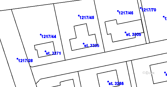 Parcela st. 3335 v KÚ Lipník nad Bečvou, Katastrální mapa
