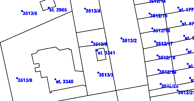 Parcela st. 3341 v KÚ Lipník nad Bečvou, Katastrální mapa