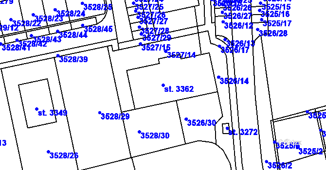 Parcela st. 3362 v KÚ Lipník nad Bečvou, Katastrální mapa