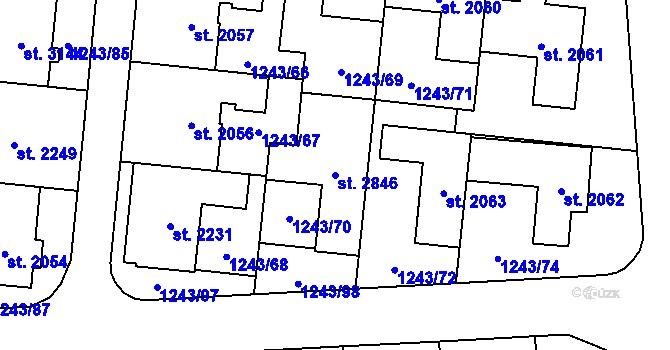 Parcela st. 2846 v KÚ Lipník nad Bečvou, Katastrální mapa