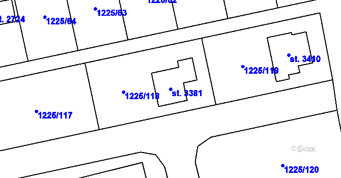 Parcela st. 3381 v KÚ Lipník nad Bečvou, Katastrální mapa