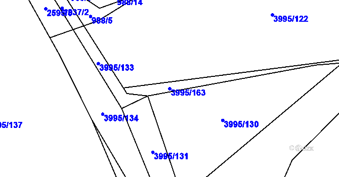 Parcela st. 3995/163 v KÚ Lipník nad Bečvou, Katastrální mapa