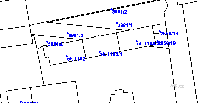 Parcela st. 1183/1 v KÚ Lipník nad Bečvou, Katastrální mapa