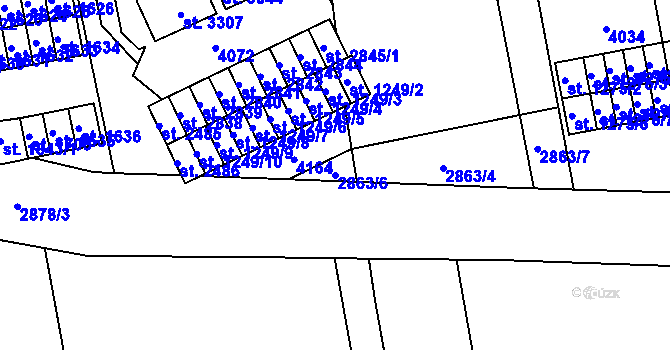 Parcela st. 2863/6 v KÚ Lipník nad Bečvou, Katastrální mapa