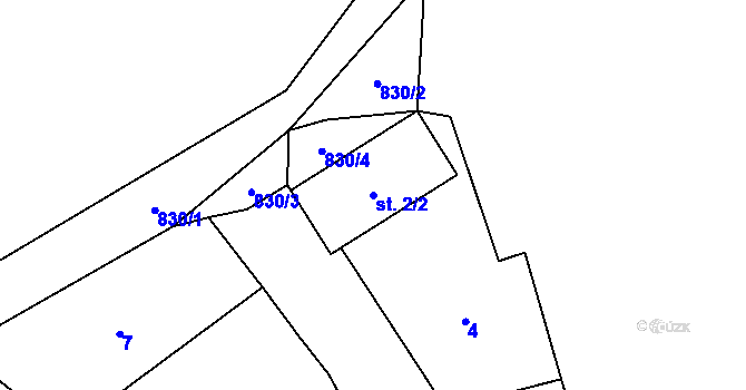Parcela st. 2/2 v KÚ Drahomyšl, Katastrální mapa