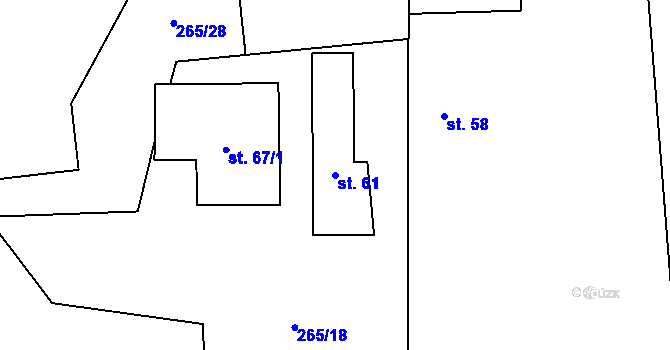 Parcela st. 61 v KÚ Drahomyšl, Katastrální mapa