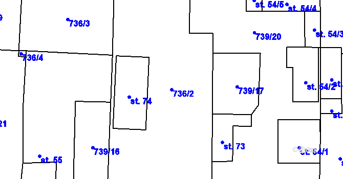 Parcela st. 736/2 v KÚ Drahomyšl, Katastrální mapa