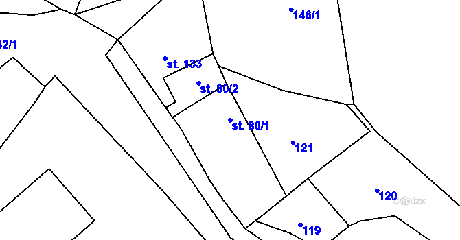 Parcela st. 80/1 v KÚ Lipno, Katastrální mapa