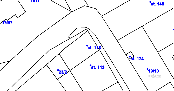 Parcela st. 118 v KÚ Lipno, Katastrální mapa