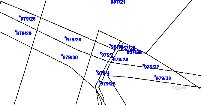 Parcela st. 979/3 v KÚ Lipno, Katastrální mapa