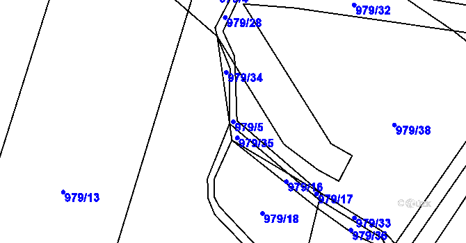 Parcela st. 979/5 v KÚ Lipno, Katastrální mapa