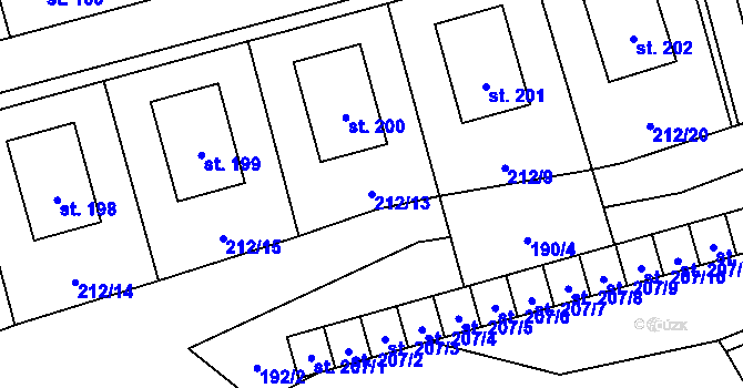 Parcela st. 212/13 v KÚ Lipno, Katastrální mapa