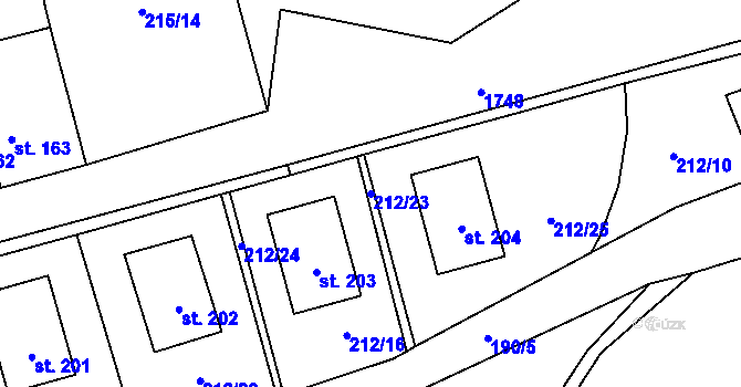 Parcela st. 212/23 v KÚ Lipno, Katastrální mapa