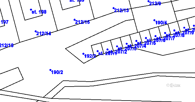 Parcela st. 207/1 v KÚ Lipno, Katastrální mapa