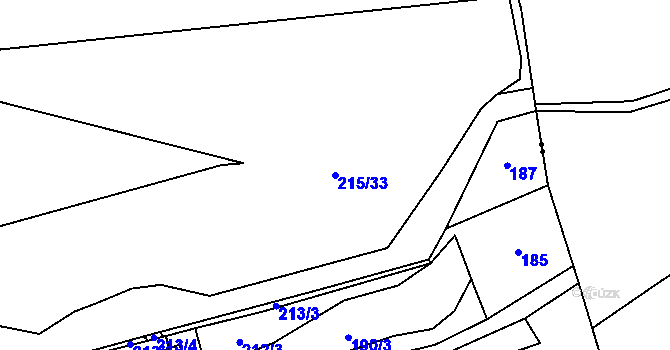 Parcela st. 215/33 v KÚ Lipno, Katastrální mapa
