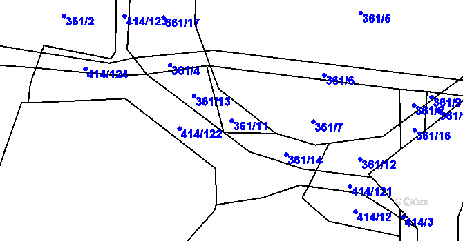 Parcela st. 361/11 v KÚ Lipno, Katastrální mapa
