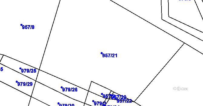 Parcela st. 957/21 v KÚ Lipno, Katastrální mapa
