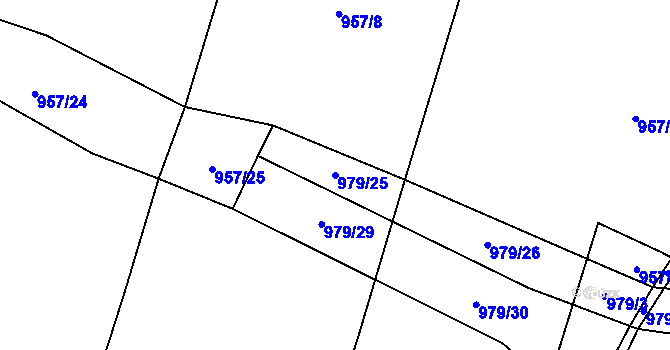 Parcela st. 979/25 v KÚ Lipno, Katastrální mapa