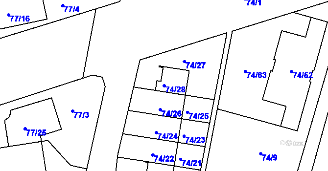 Parcela st. 74/28 v KÚ Lipno nad Vltavou, Katastrální mapa