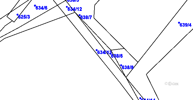 Parcela st. 634/13 v KÚ Lipno nad Vltavou, Katastrální mapa