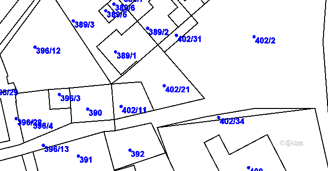 Parcela st. 402/21 v KÚ Lipno nad Vltavou, Katastrální mapa