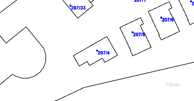 Parcela st. 207/4 v KÚ Lipno nad Vltavou, Katastrální mapa