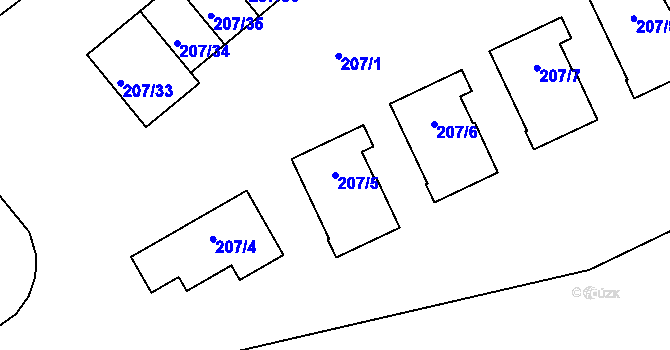 Parcela st. 207/5 v KÚ Lipno nad Vltavou, Katastrální mapa