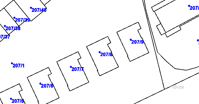 Parcela st. 207/8 v KÚ Lipno nad Vltavou, Katastrální mapa