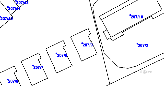 Parcela st. 207/9 v KÚ Lipno nad Vltavou, Katastrální mapa