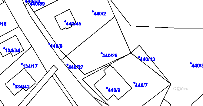 Parcela st. 440/26 v KÚ Lipno nad Vltavou, Katastrální mapa