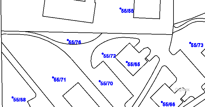 Parcela st. 55/72 v KÚ Lipno nad Vltavou, Katastrální mapa