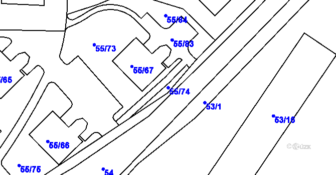 Parcela st. 55/74 v KÚ Lipno nad Vltavou, Katastrální mapa