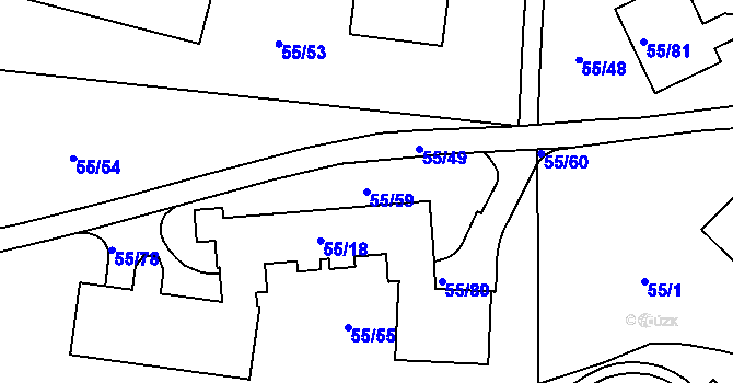 Parcela st. 55/59 v KÚ Lipno nad Vltavou, Katastrální mapa