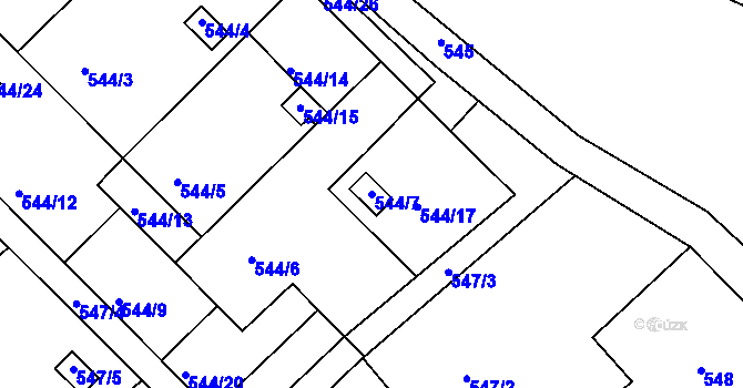 Parcela st. 544/7 v KÚ Lipno nad Vltavou, Katastrální mapa