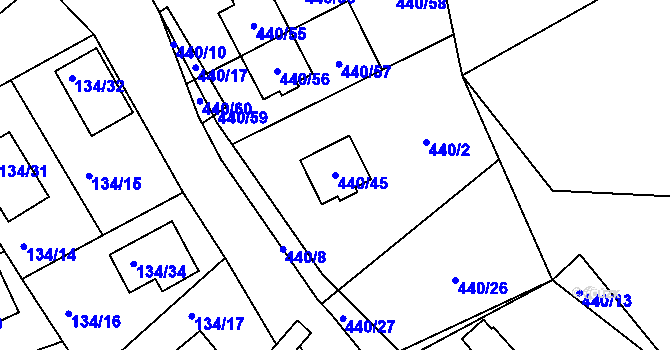 Parcela st. 440/45 v KÚ Lipno nad Vltavou, Katastrální mapa