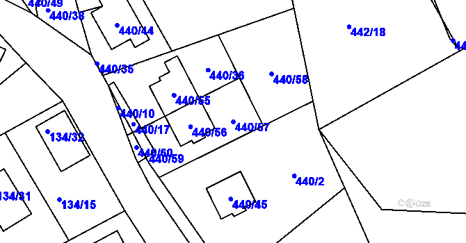 Parcela st. 440/57 v KÚ Lipno nad Vltavou, Katastrální mapa