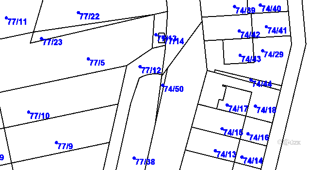 Parcela st. 74/50 v KÚ Lipno nad Vltavou, Katastrální mapa