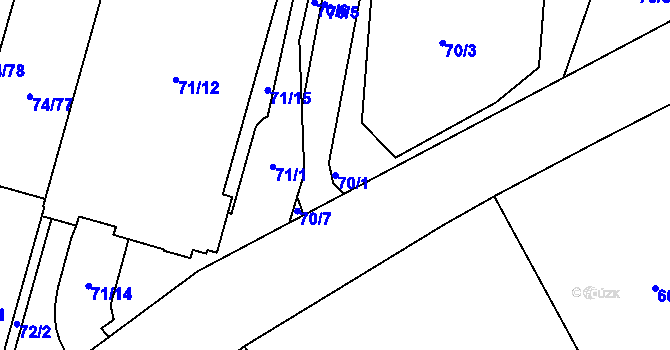 Parcela st. 70/1 v KÚ Lipno nad Vltavou, Katastrální mapa