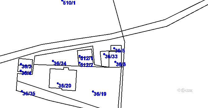 Parcela st. 36/33 v KÚ Lipno nad Vltavou, Katastrální mapa