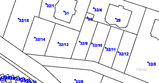 Parcela st. 32/9 v KÚ Lipno nad Vltavou, Katastrální mapa